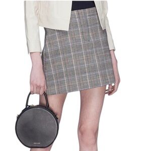 Theory Seamed Virgin Wool Mini Skirt in Autumn Plaid - 4